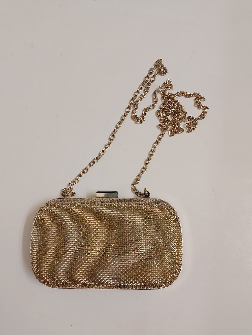 Gold Mesh Evening Clutch with Chain Strap